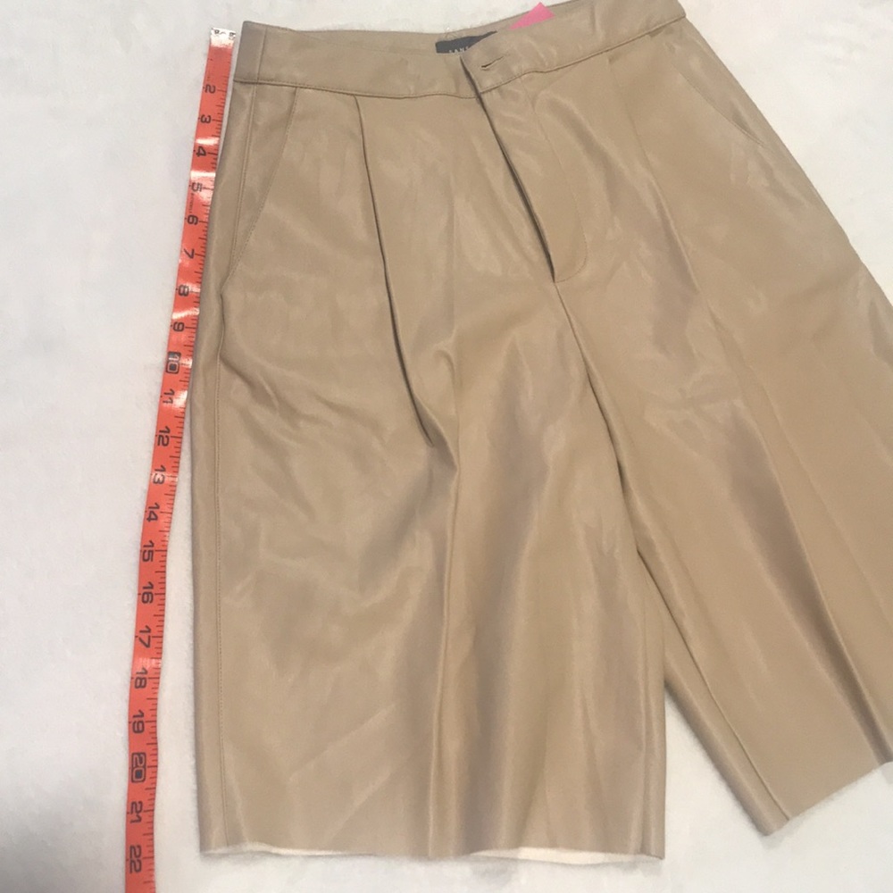 Dressed In LALA “Excuse Me Vegan Leather Shorts in Vanilla” High Rise Bermuda S - Picture 15 of 16